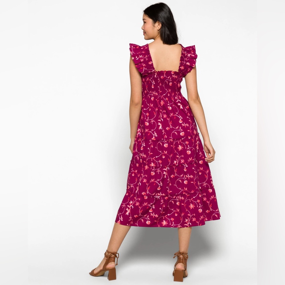 Hill House The Ellie Nap Dress - Burgundy Botanical Poplin Medium - Picture 3 of 11